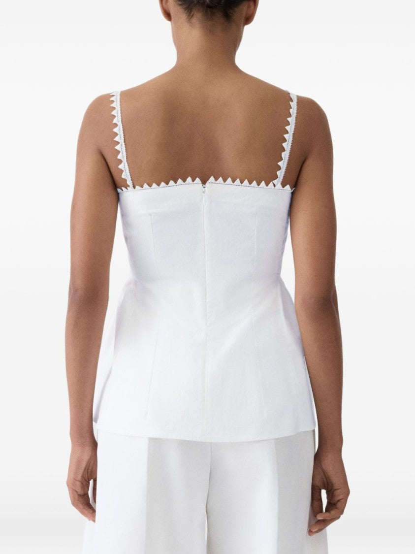 Jacquemus White Square Neck Cotton Peplum Tank Top