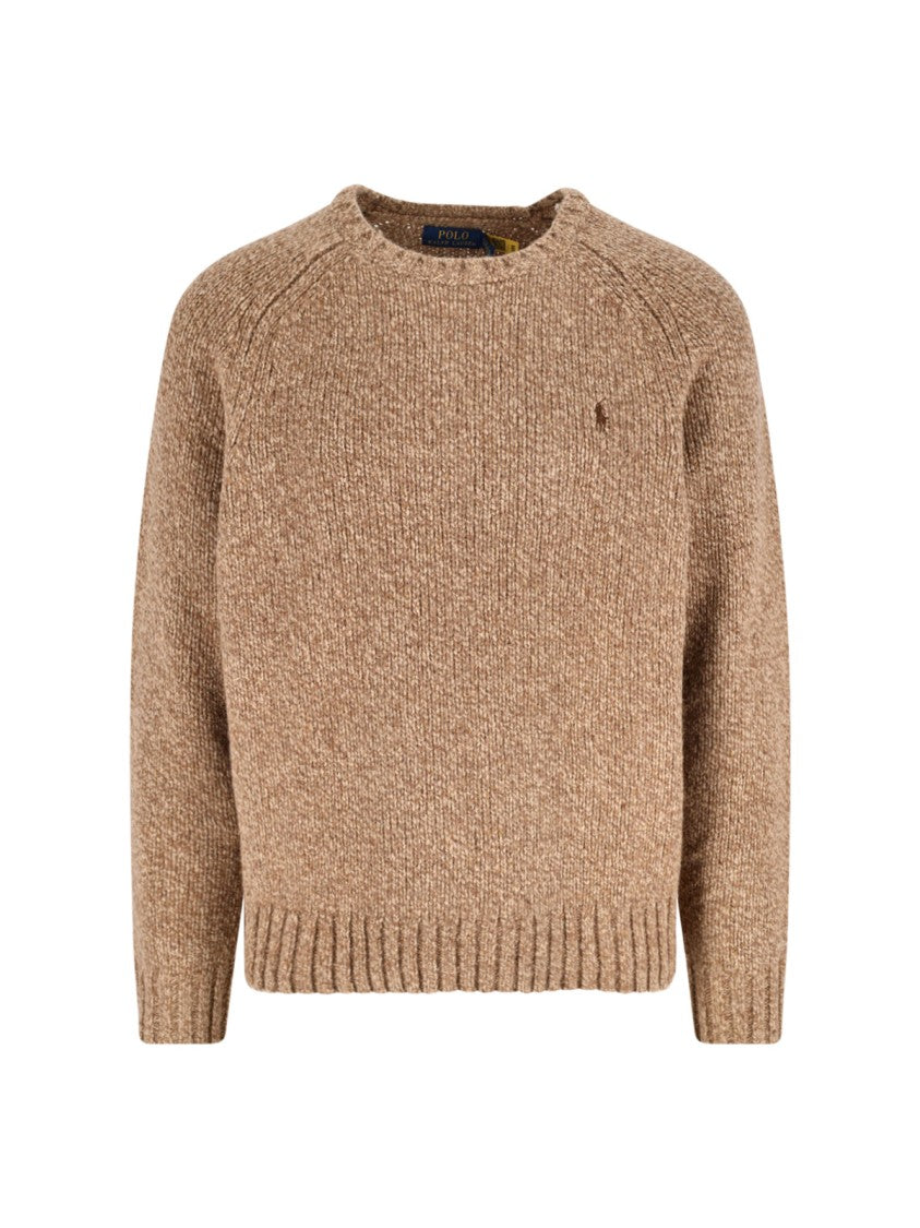 Polo Ralph Lauren Classic Knit Beige Sweater With Ribbed Cuffs