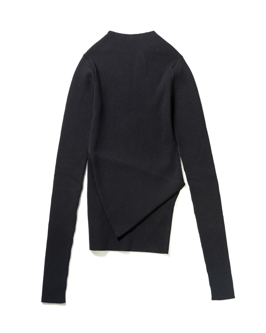 Rick Owens Ribbed Asymmetrical Top With High Collar