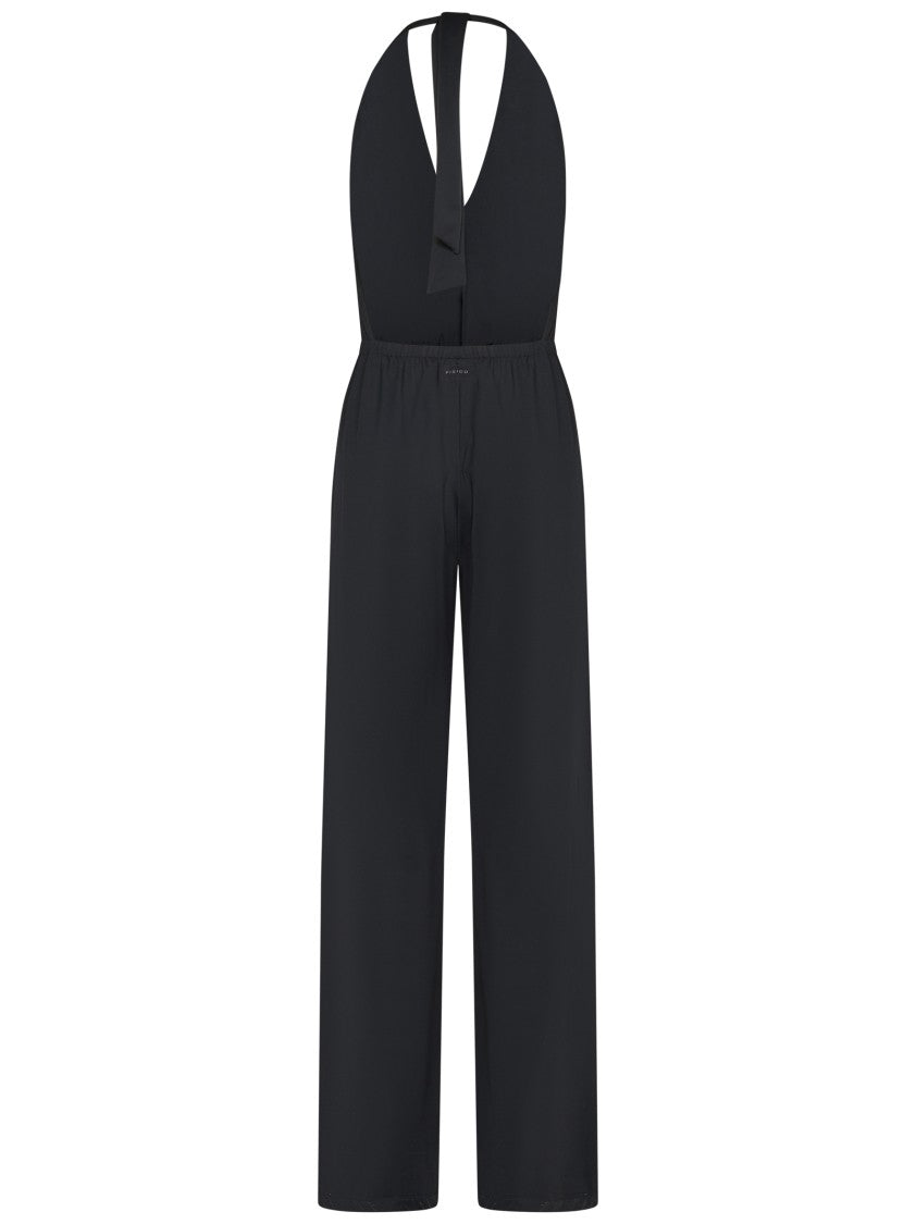 Fisico Long Microfiber Jumpsuit With Halterneck