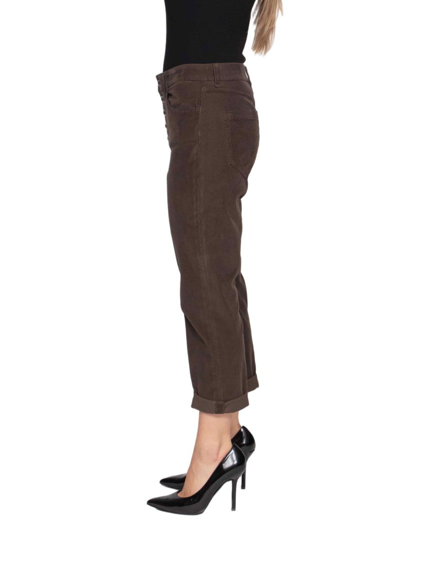 Dondup Relaxed Fit Cropped Pants With Metallic Button Closure