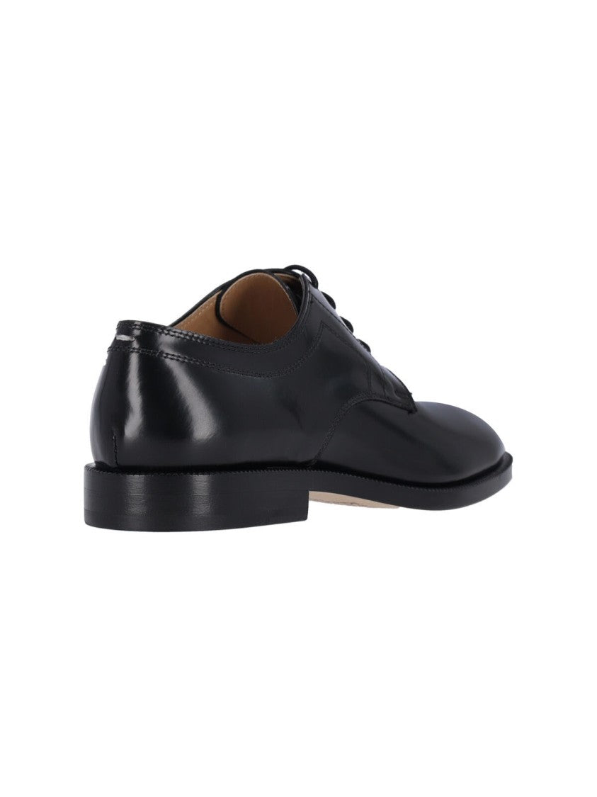 Maison Margiela Refined Black Leather Derby Shoes With Tabi Detail