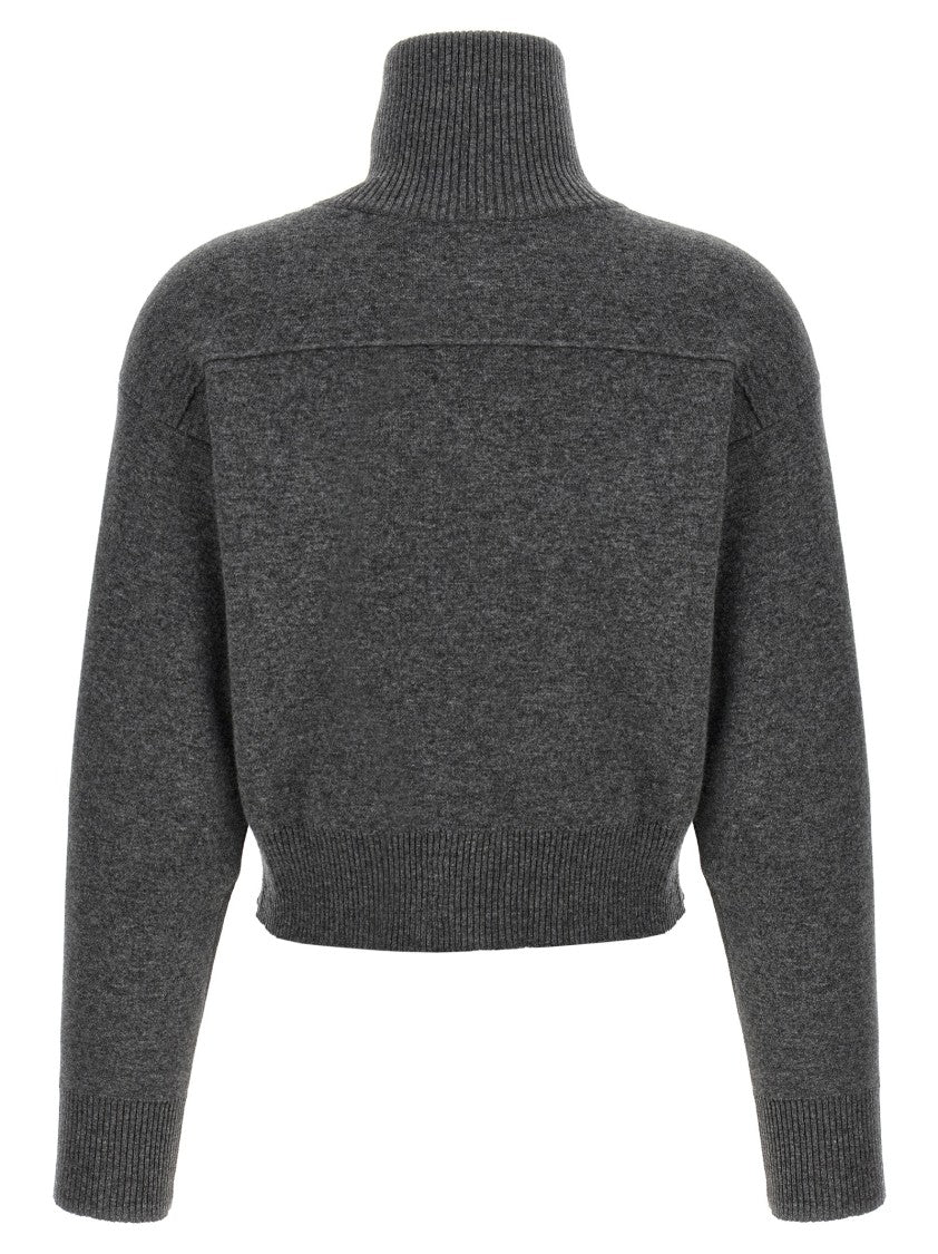 Brunello Cucinelli Shiny Zipper Pull' Wool Cardigan