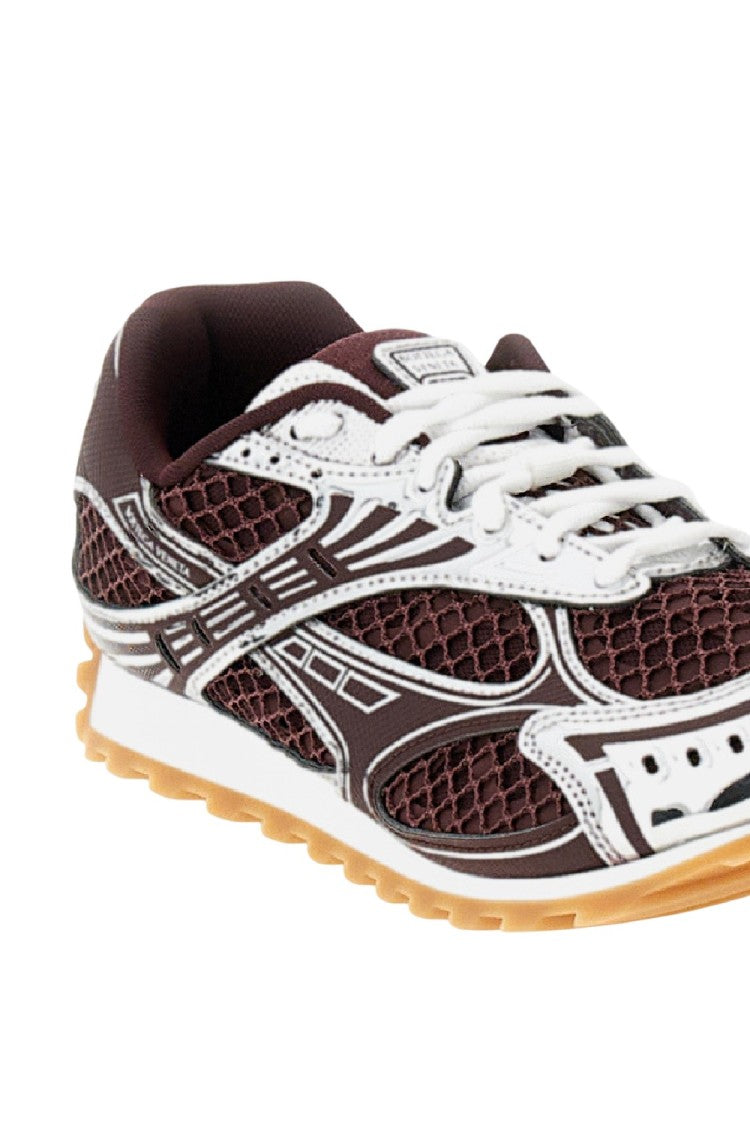 Bottega Veneta Red Silver Orbit Technical Fabric Sneakers