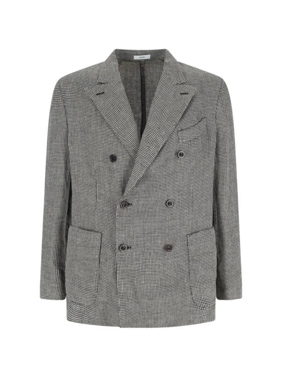 Boglioli Houndstooth Double-Breasted Blazer – Black