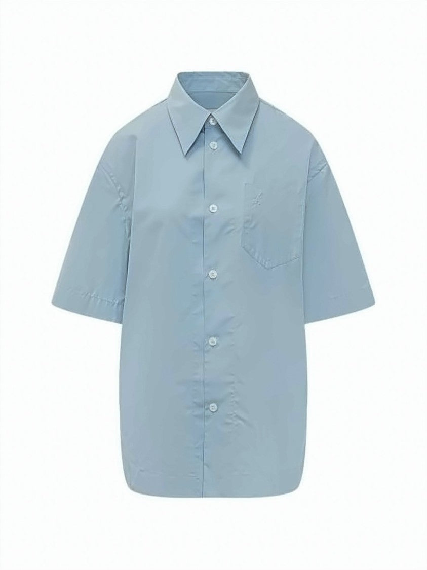 Ami Paris Relaxed Fit Poplin Short-Sleeve Shirt With Classic Collar