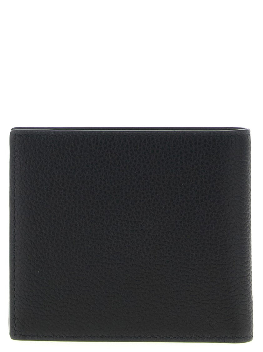 Burberry Bifold Hammered Leather Wallet With Print And Logo