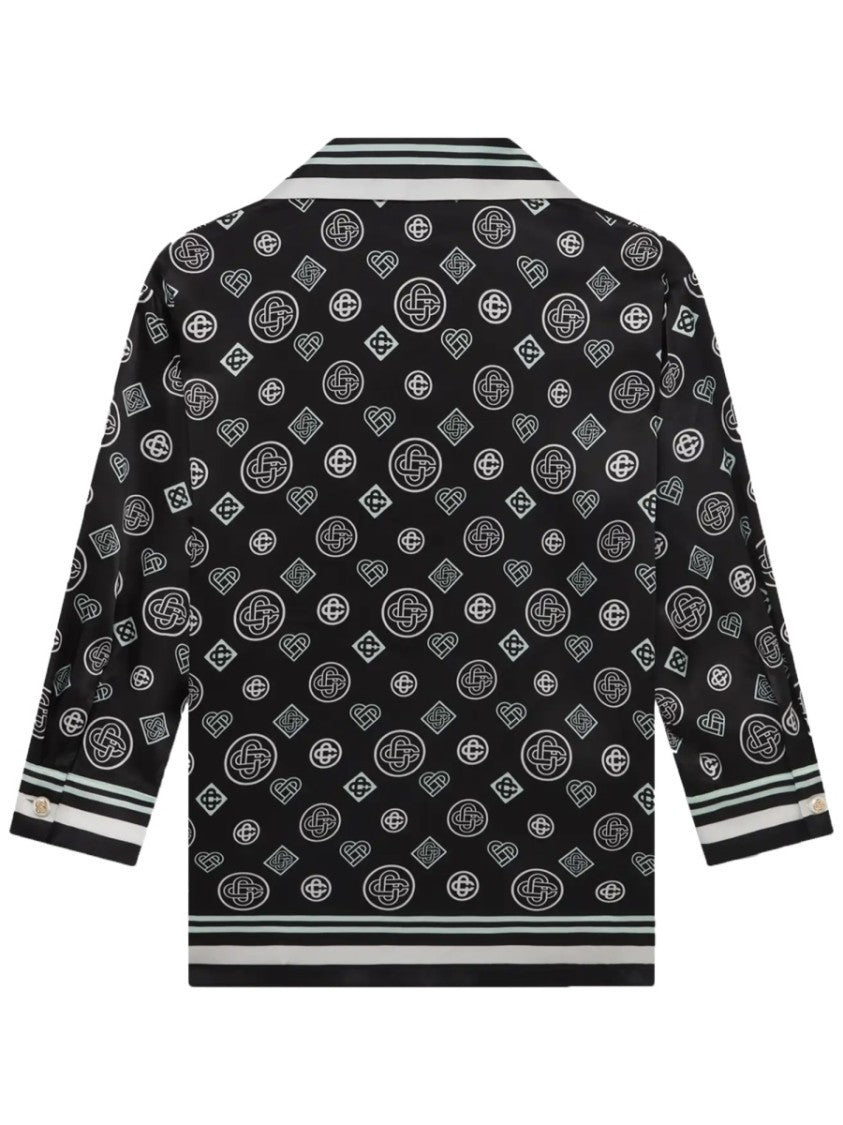 Casablanca Silk Monogram Print Relaxed Shirt