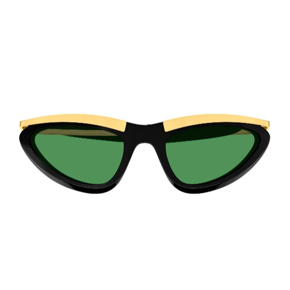 Bottega Veneta Cat-Eye Frame Sunglasses With Gold Accents And Green Lenses