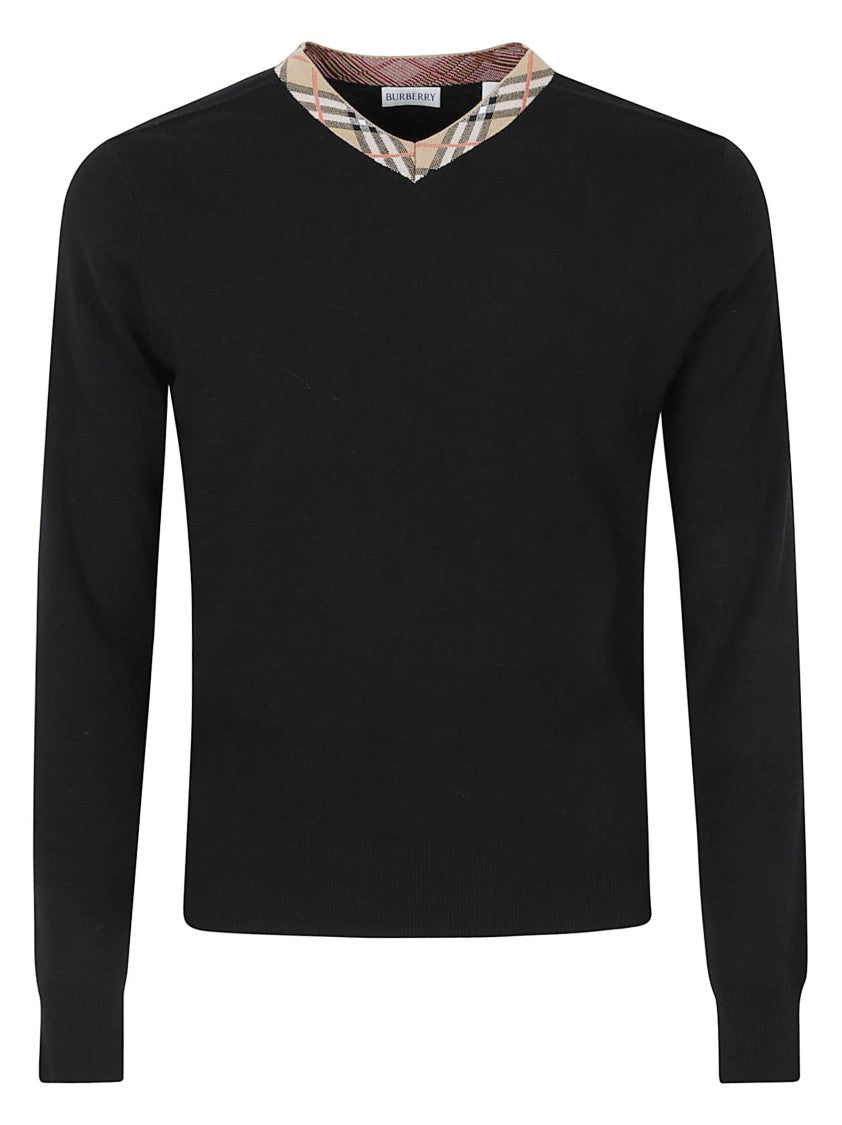 Burberry Wool Checked V-Neck Sweater