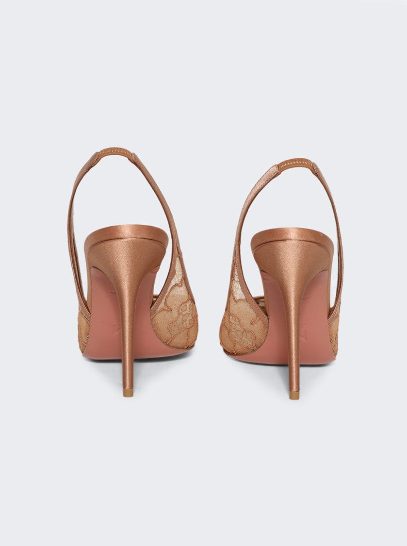Amina Muaddi Anok Lace Slingback Pump - Latte