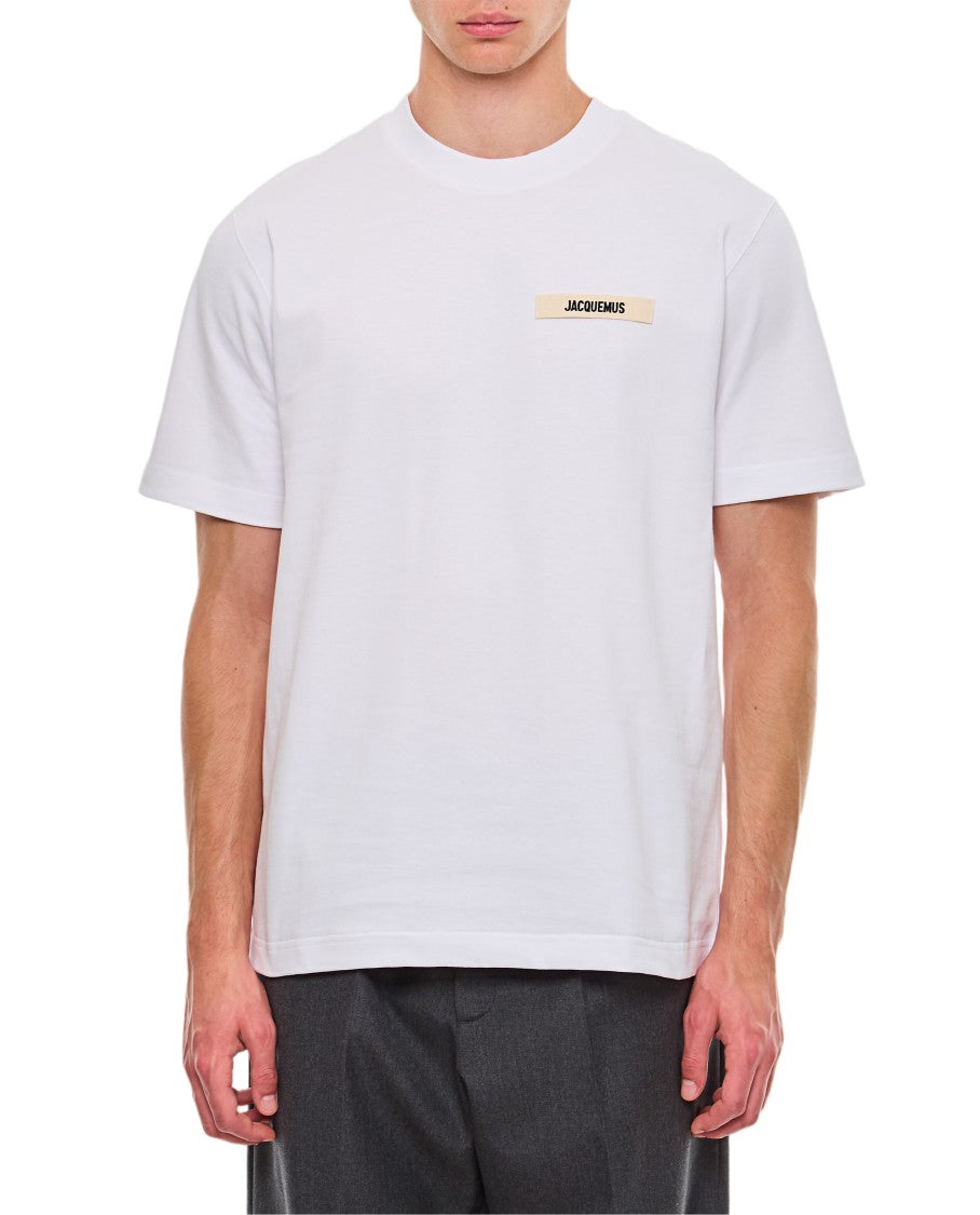 Jacquemus Round-Neck White Gros Grain Logo T-Shirt