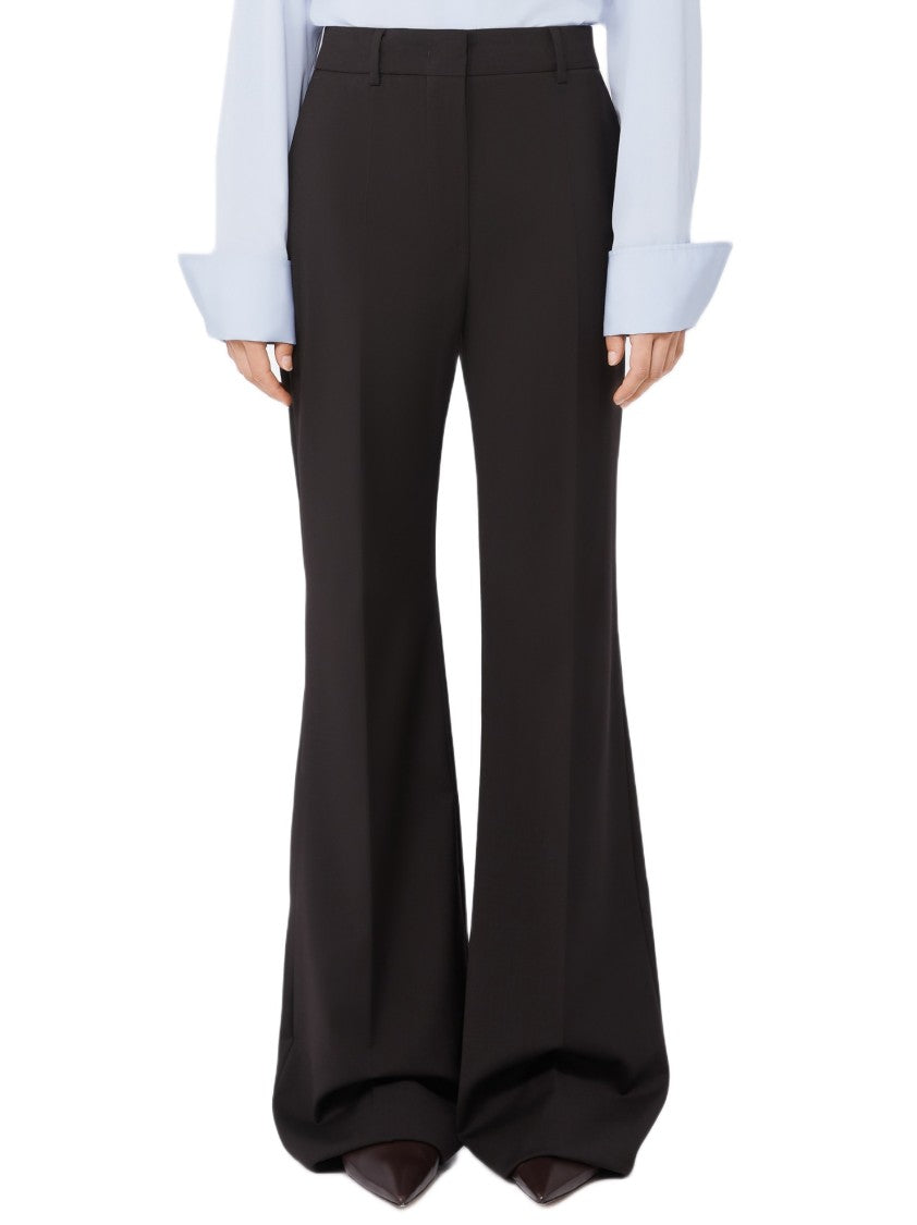 Sportmax Flared Pants In Natural Stretch Wool With Tailored Fit