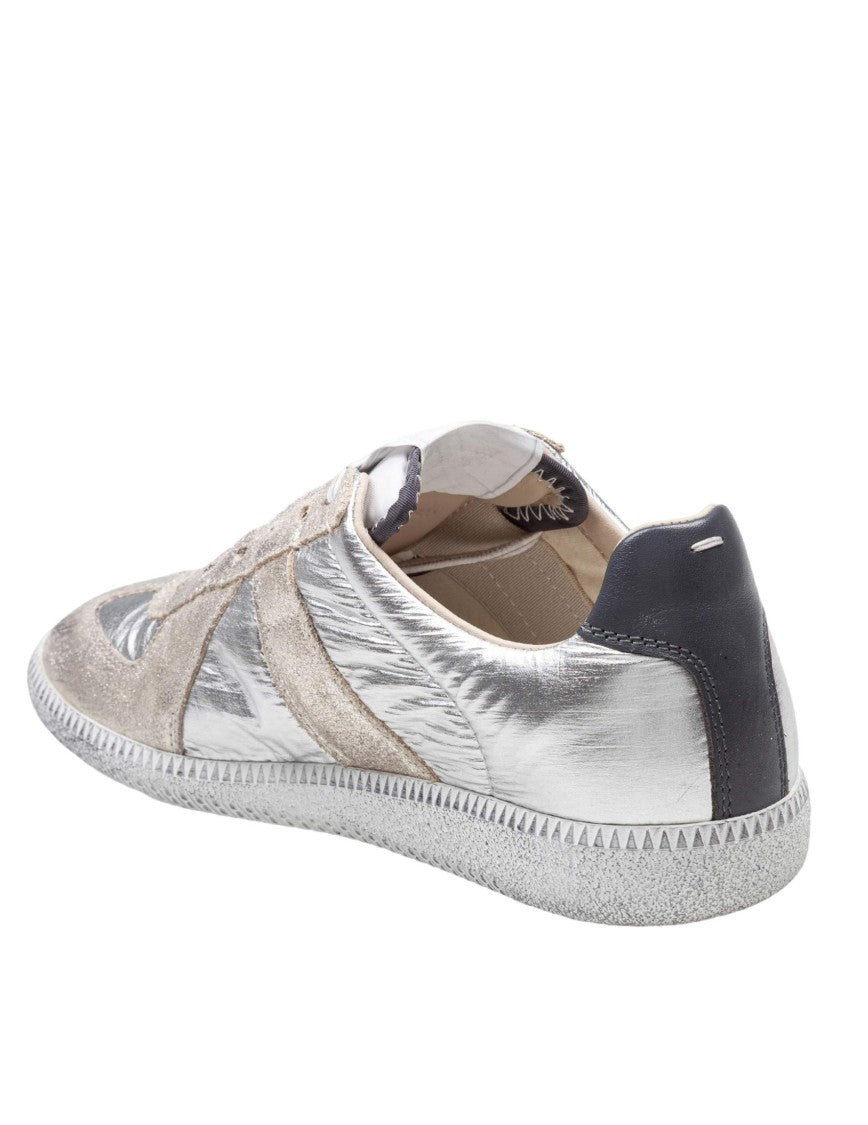 Maison Margiela Replica Sneakers In Metallic Leather And Suede