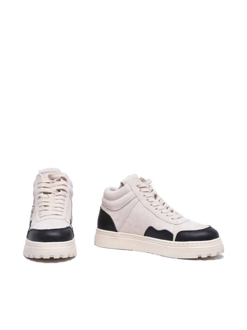 Patrizia Pepe Beige/Black Leather Other Fibers Rubber Women's Sneakers