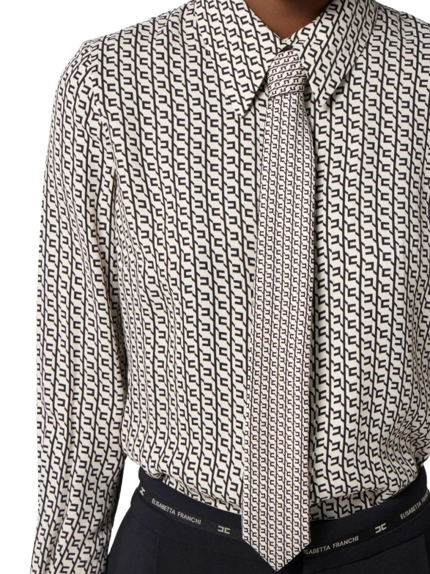 Elisabetta Franchi Geometric Pattern Shirt With Tailored Fit