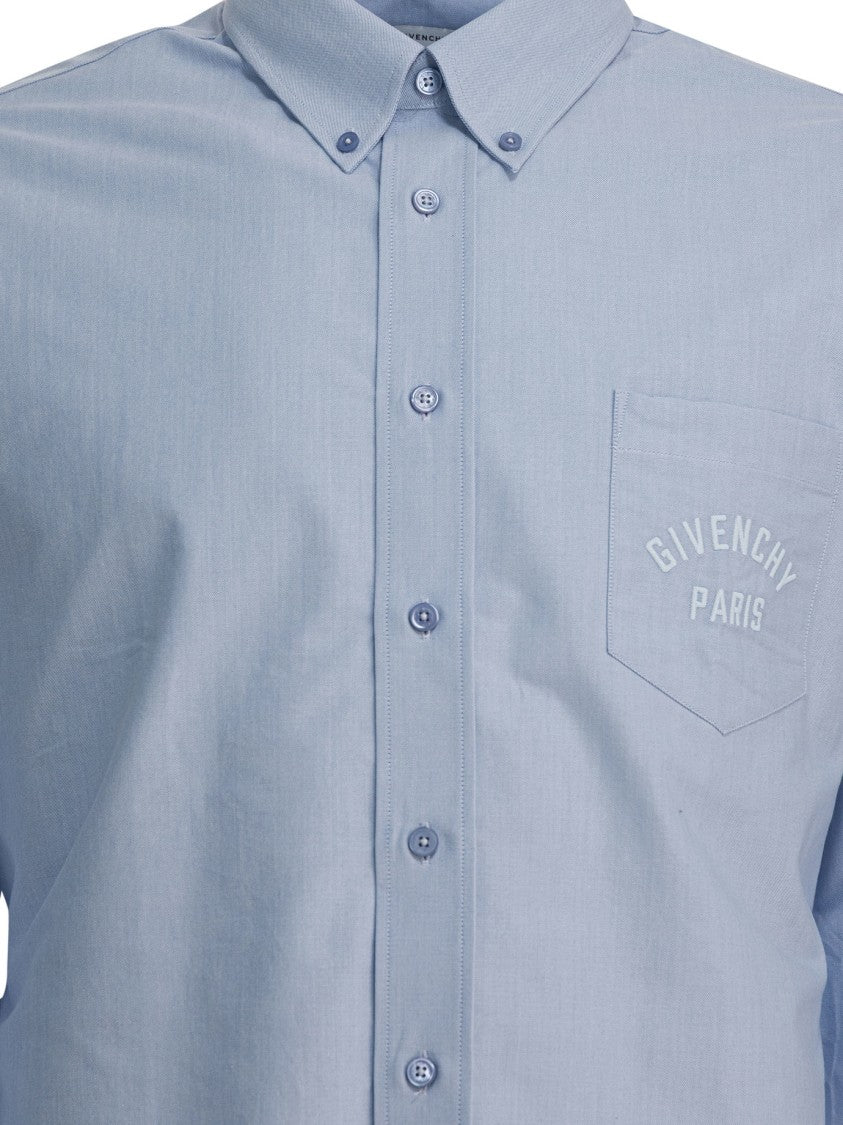 Givenchy Button-Down Collar Cotton Shirt With Signature Logo