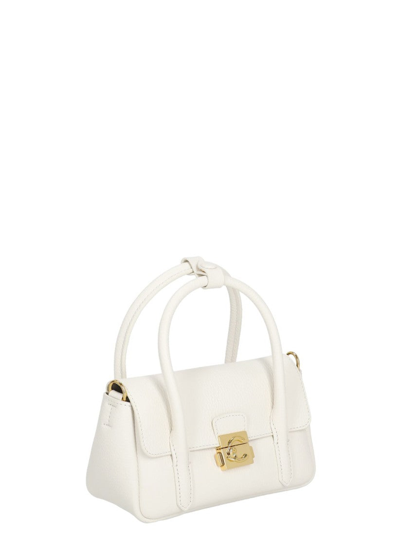 Coccinelle Ivory Leather C-Me Lock Mini Bag With Gold-Tone Accents