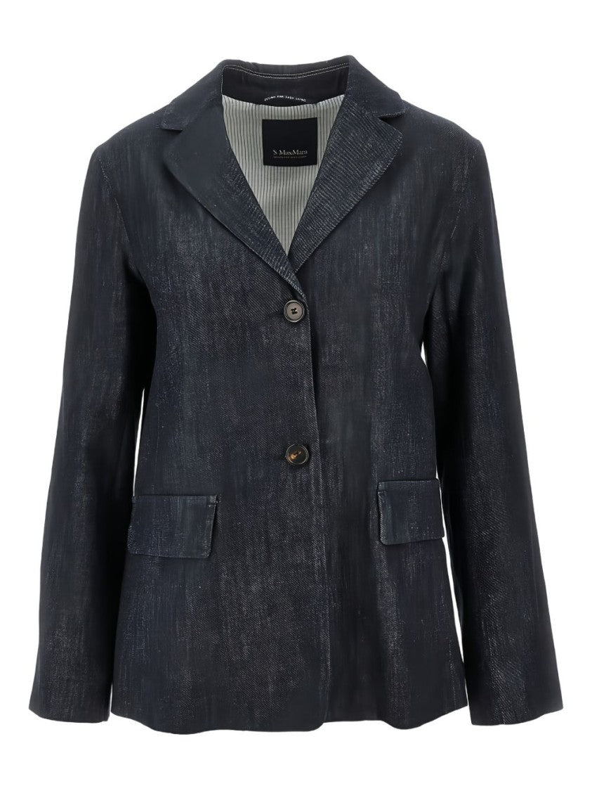 Max Mara Blue Wool Straight Jacket