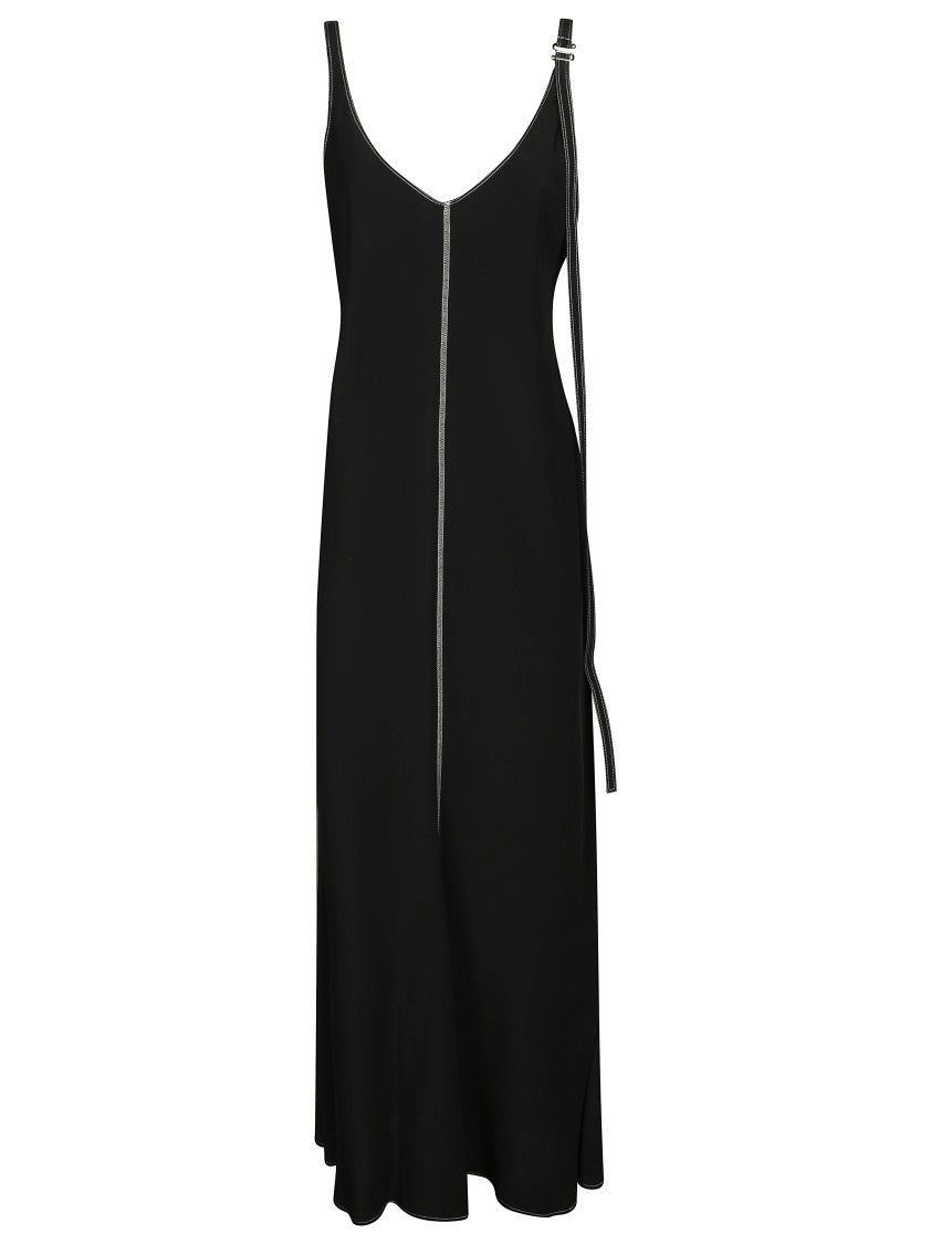 Sportmax Form-Fitting Black Maxi Dress With Deep V-Neckline
