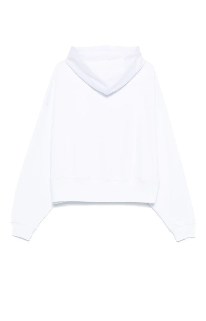 Msgm Cropped Hoodie With Drawstring Hood