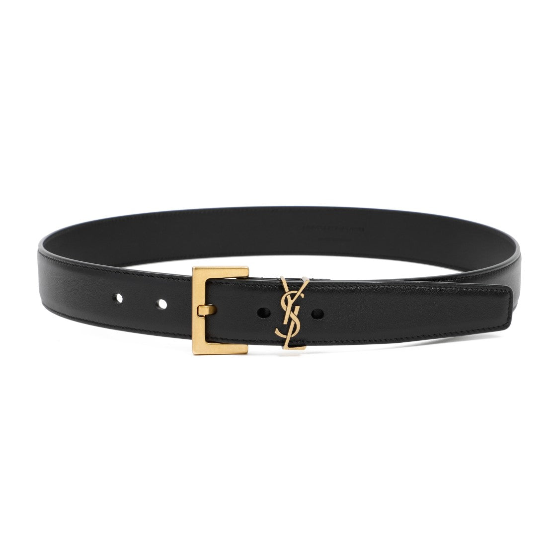 Saint Laurent Black Leather Belt With Ysl Monogram