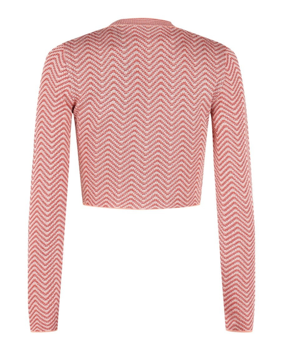 M Missoni Cropped Chevron Patterned Cardigan