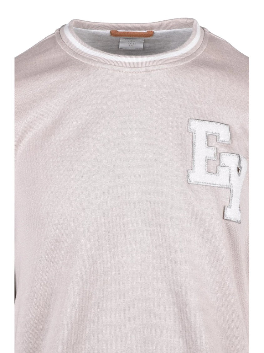 Eleventy Beige Cotton Polyamide Men Crew Neck Sweatshirt