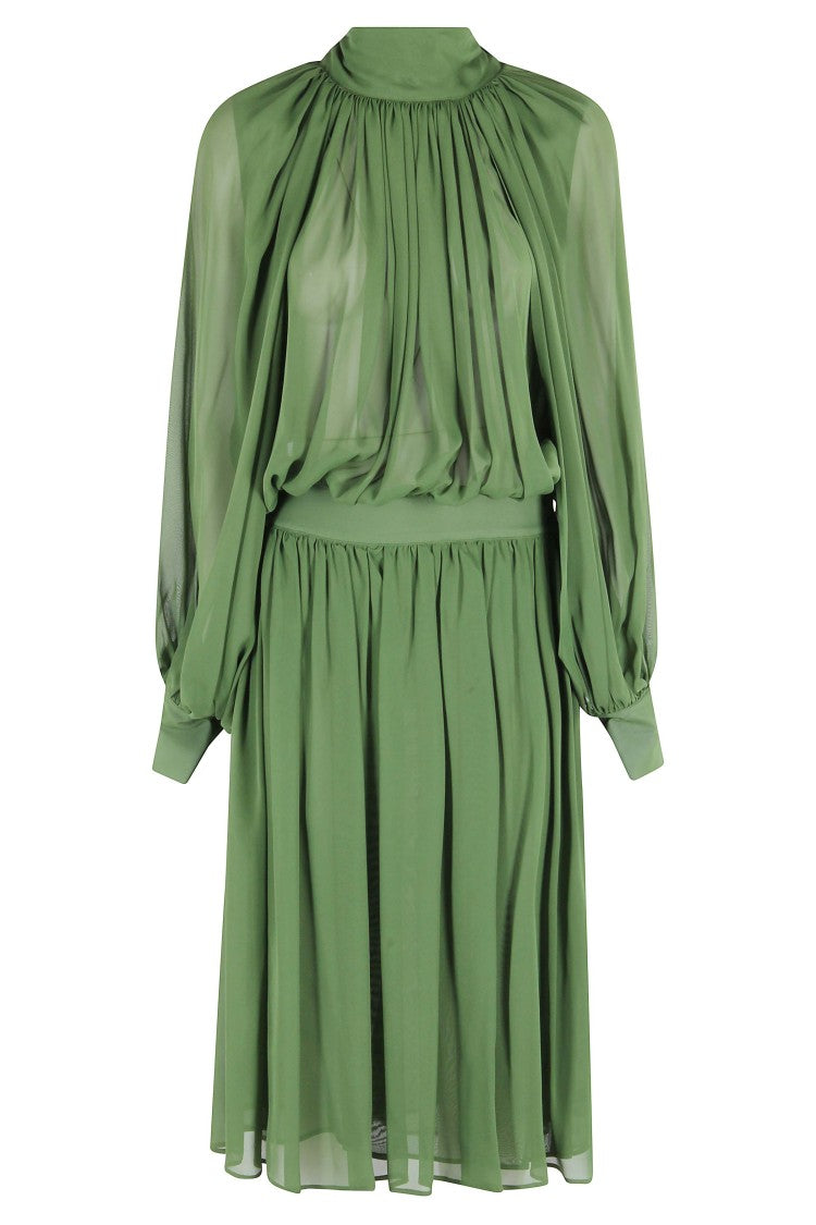 Semi Couture Laurel Green Midi Dress With High Collar