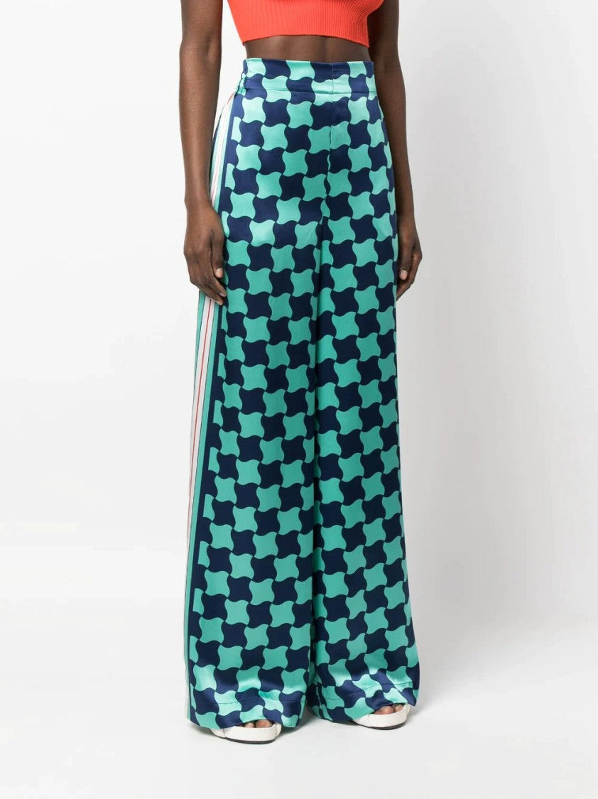 Casablanca Graphic-Print Silk Trousers