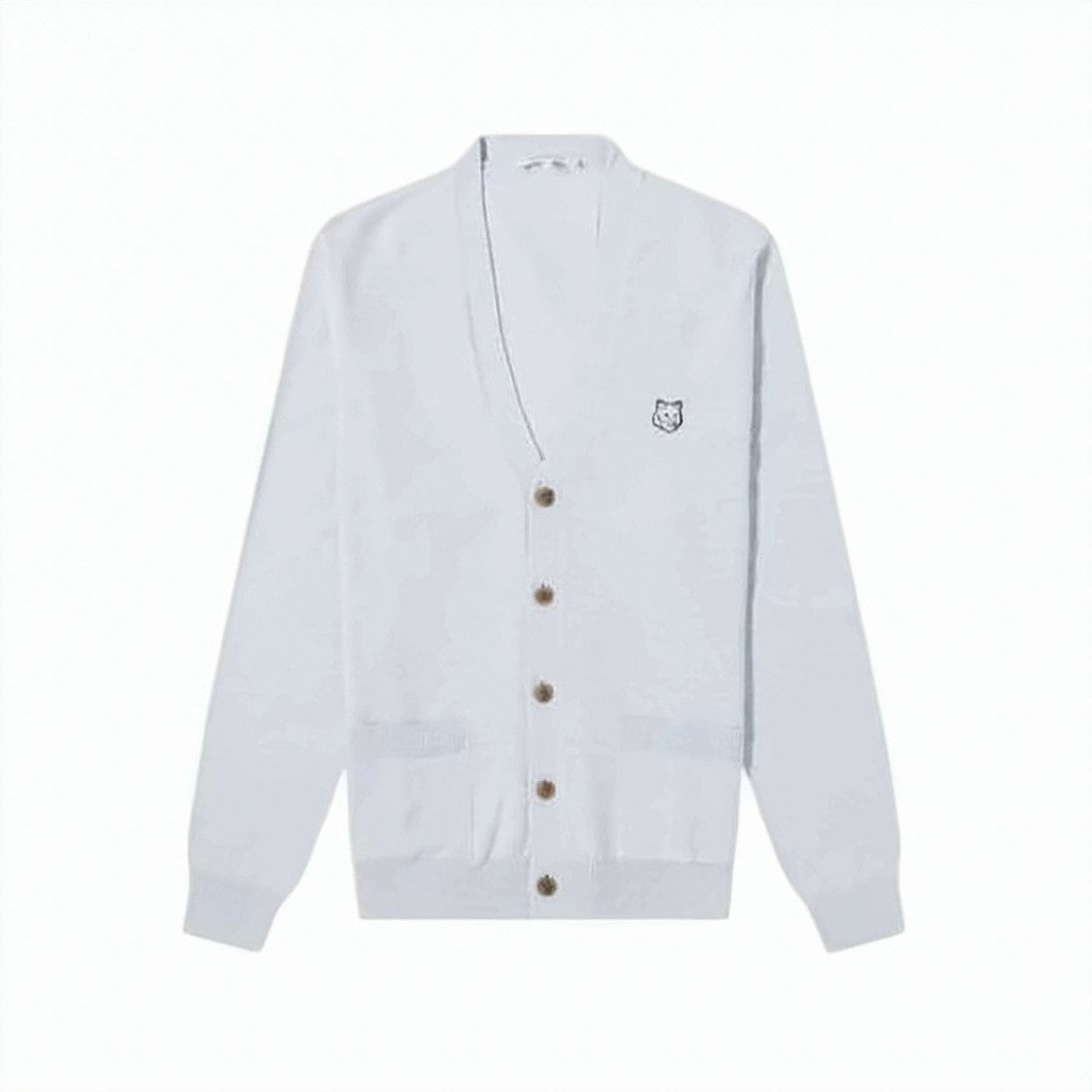 Maison Kitsuné Lightweight V-Neck Cardigan With Embroidered Fox Head Patch