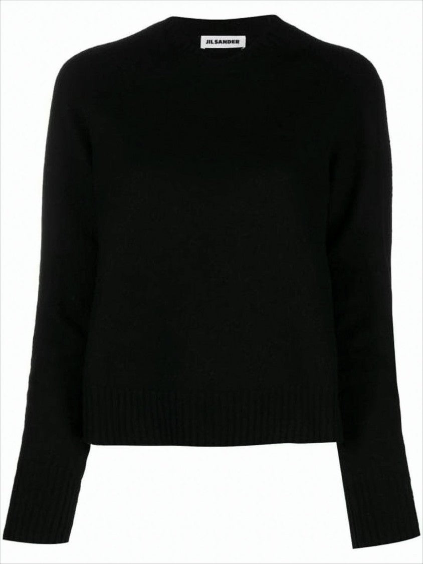 Jil Sander Classic Cropped Wool Sweater With Ribbed Details