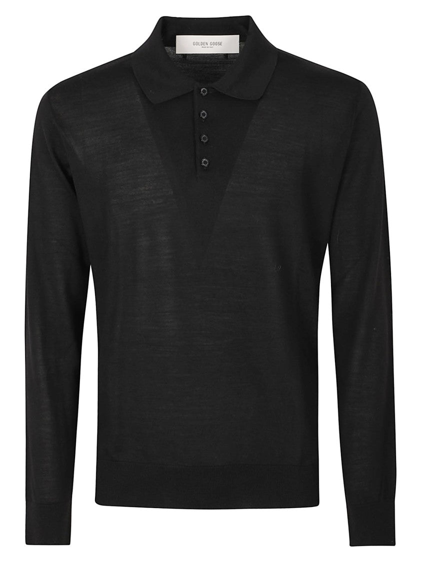 Golden Goose Long-Sleeved Polo Sweater With Button Placket