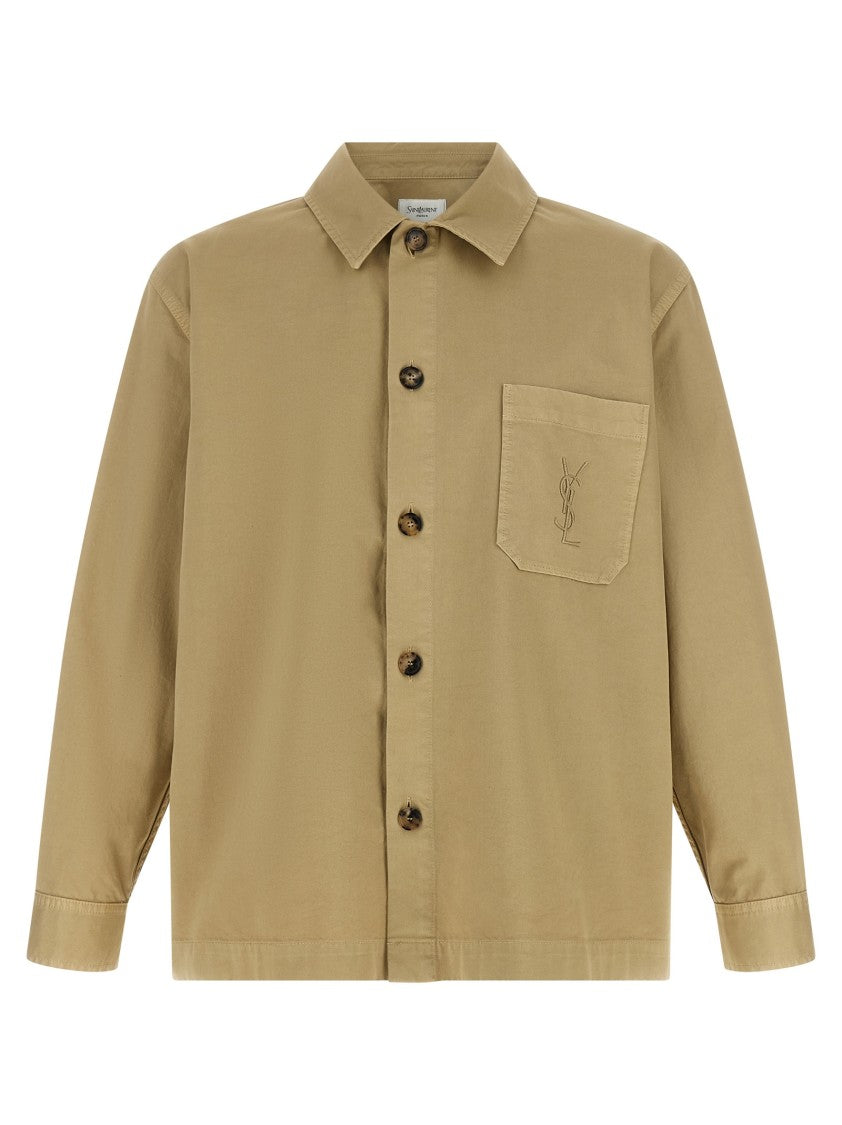 Saint Laurent 'Cassandre' Cotton Pointed Collar Overshirt