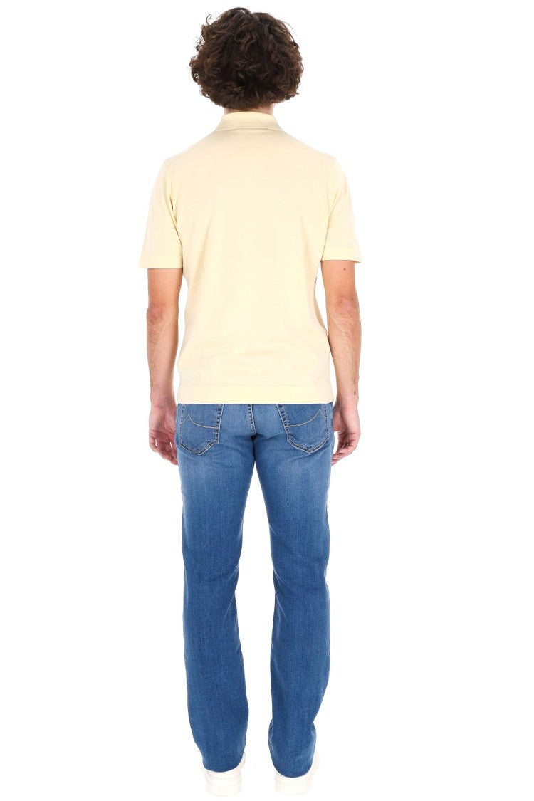 Drumohr Yellow Ice Cotton Frosted Polo Shirt