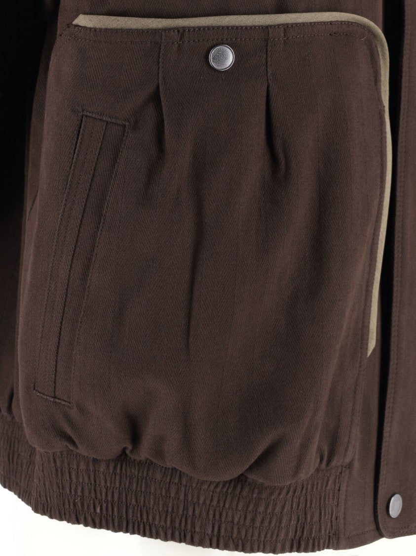 Kiko Kostadinov Brown Boxy Piped High-Collar Jacket