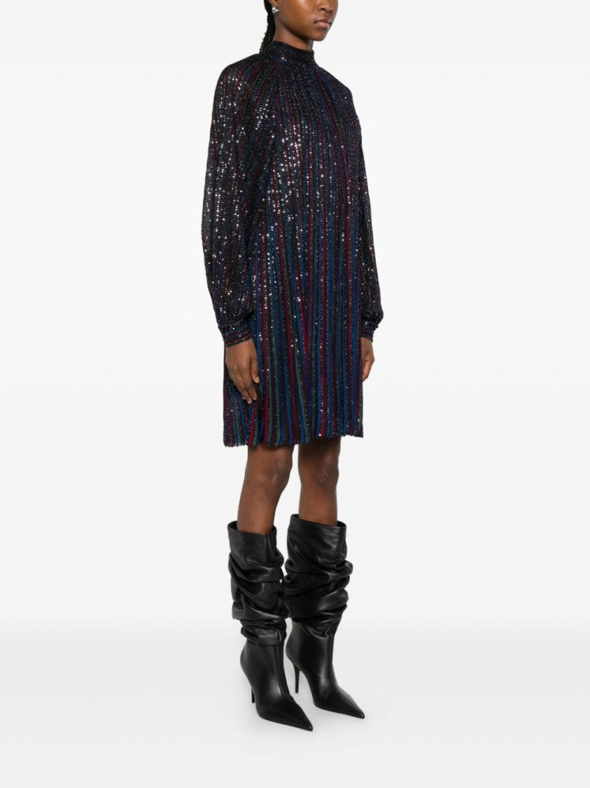 Missoni Sheer Pleated Black Mini Dress