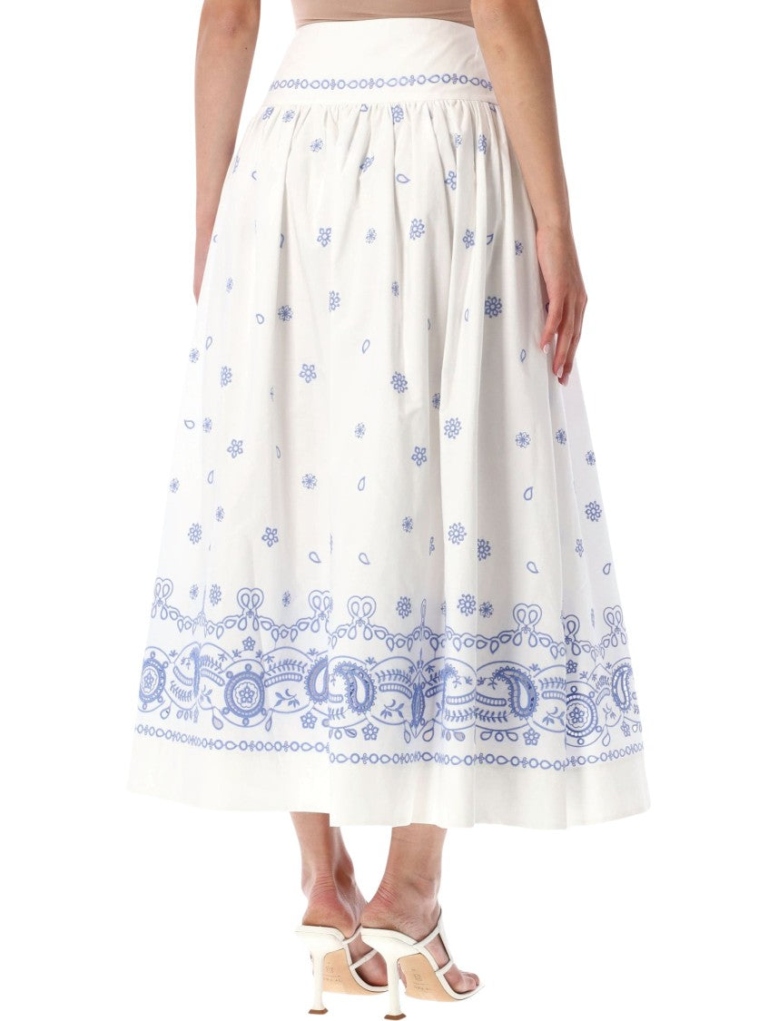 Self-Portrait Embroidered Midi Skirt