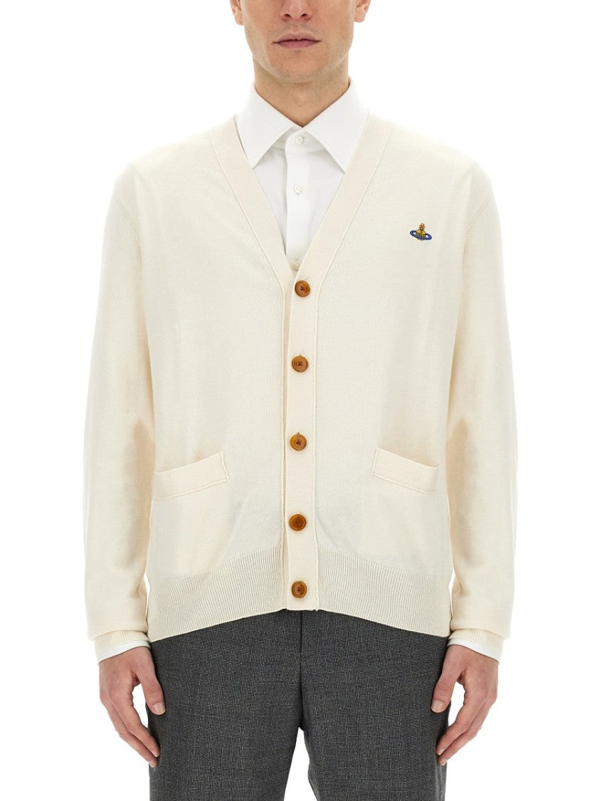 Vivienne Westwood V-Neck Cardigan With Subtle Logo Detailing