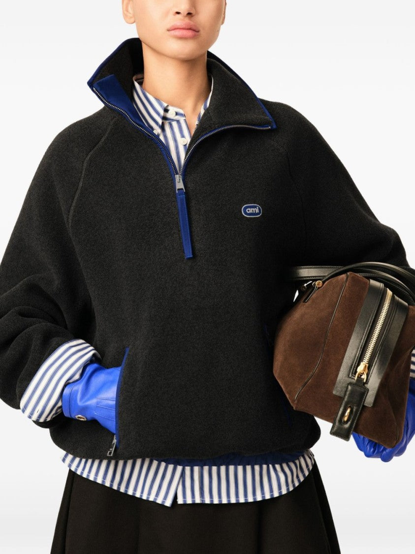 Ami Paris Relaxed-Fit Jacket With High Collar And Vibrant Accents