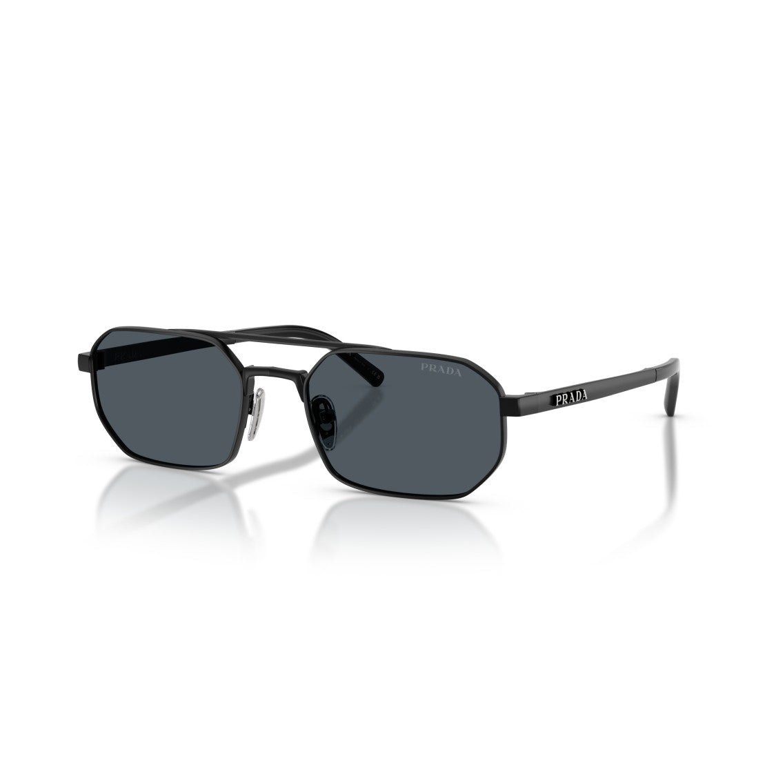 Prada Geometric Black Metal Frame Sunglasses