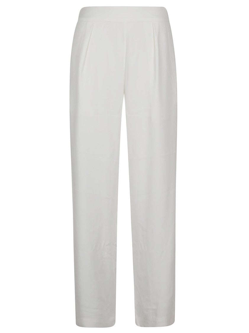 Anemos White Wide Leg Pleated Trousers