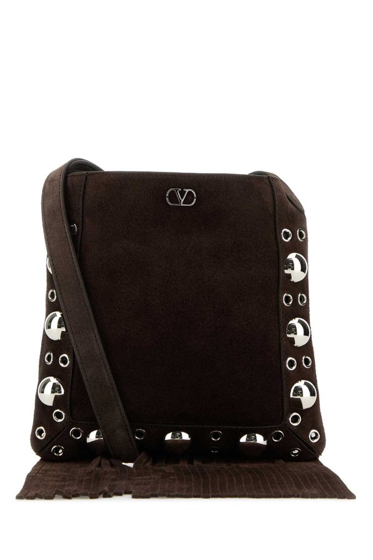 Valentino Garavani Brown Suede Small Nellcôte Crossbody Bag