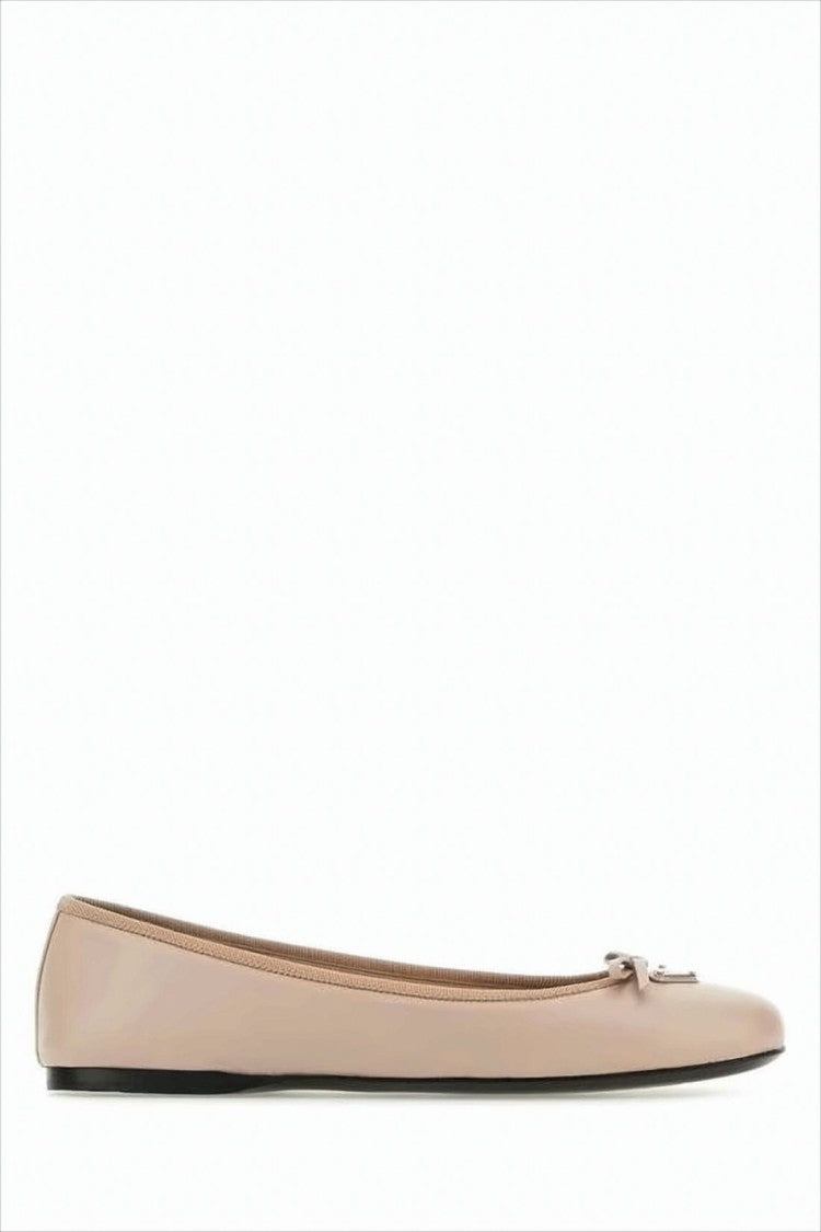 Prada Flat Shoes With Rounded Toe And Bow Detail