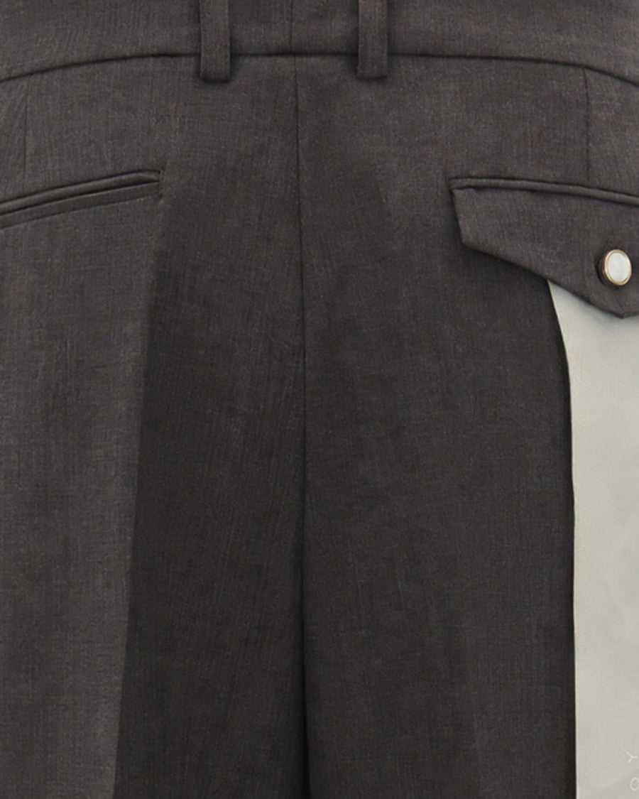 Thestroy Brown Inno Double Pleat Stretch Twill Pants