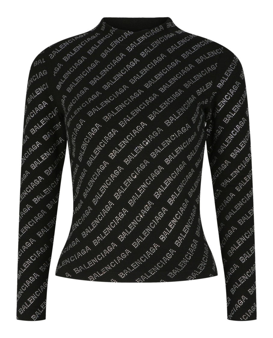 Balenciaga Crystal Embellished Logo Top