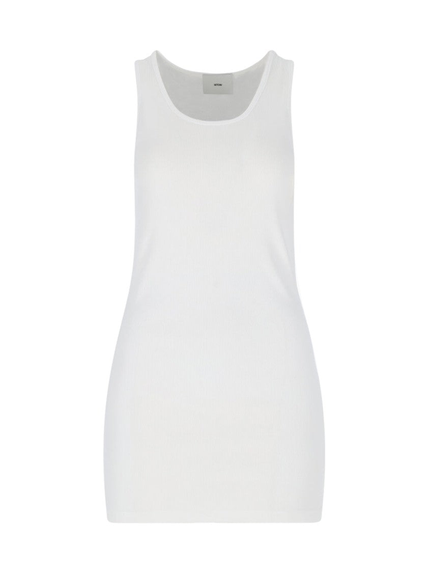 Setchu Ribbed Logo Mini Dress – White