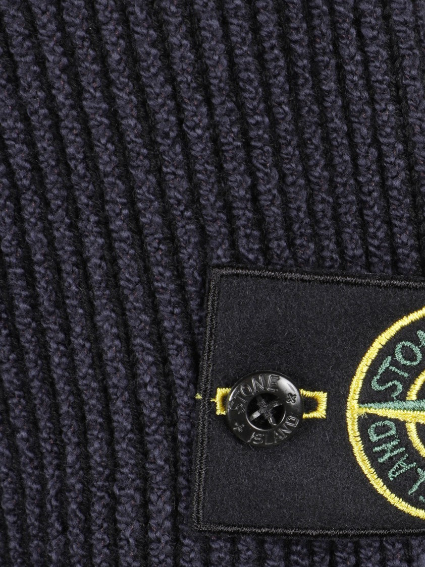 Stone Island Ribbed Knit Pullover With Half-Zip Closure