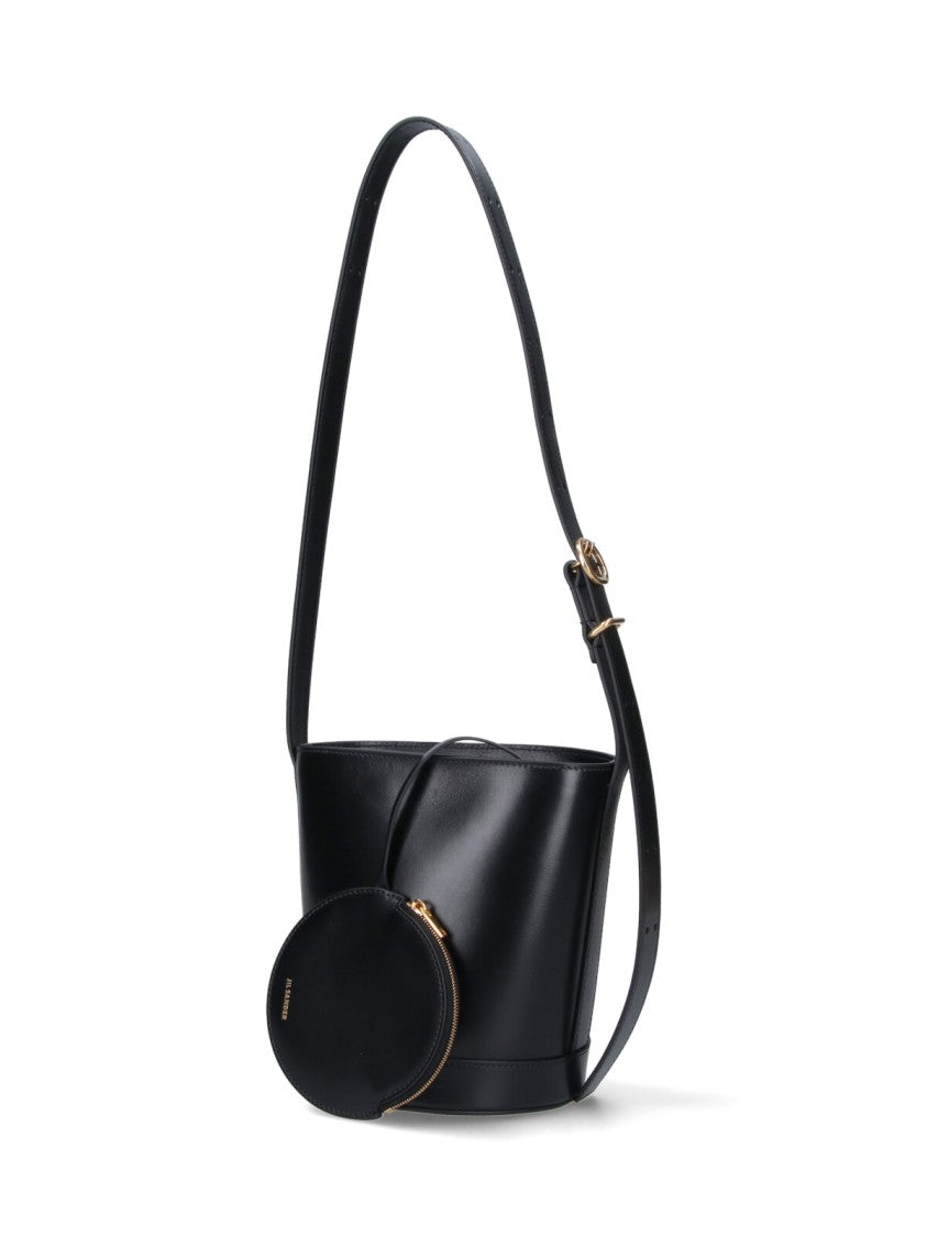 Jil Sander Sleek Black Calf Leather Bucket Bag