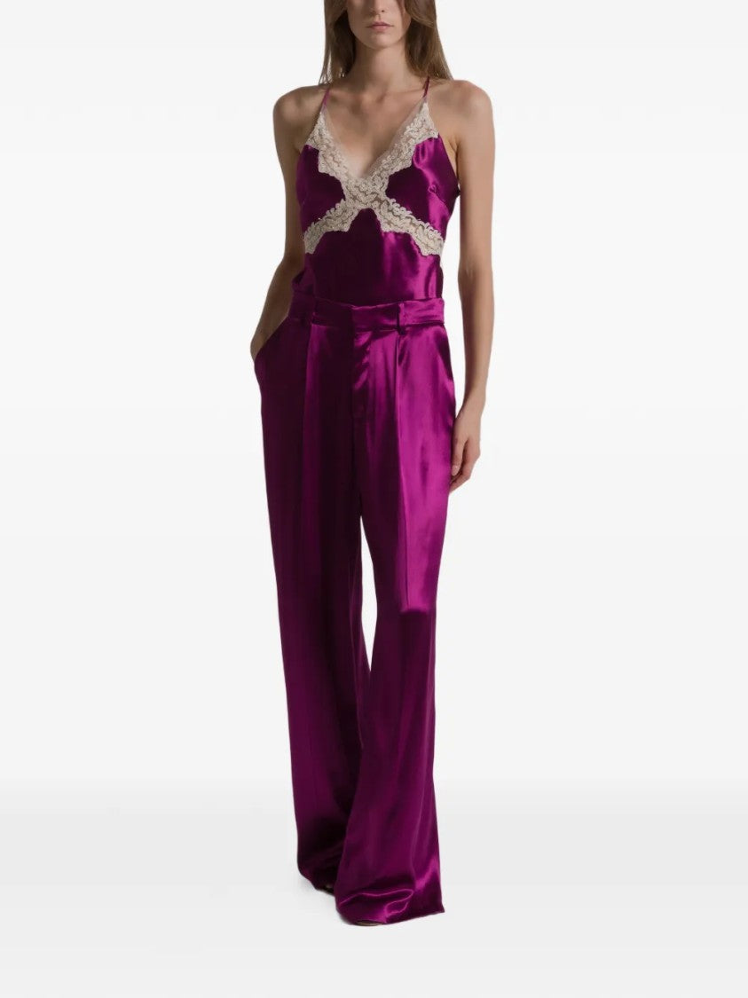 Alberta Ferretti Wide-Leg High-Waist Pants With Front Pleats